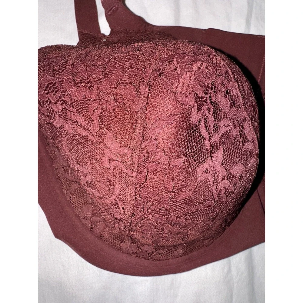 Skims fits everyone lace foam pad‎ cup lightly padded bra 42DD. Brown/maroon